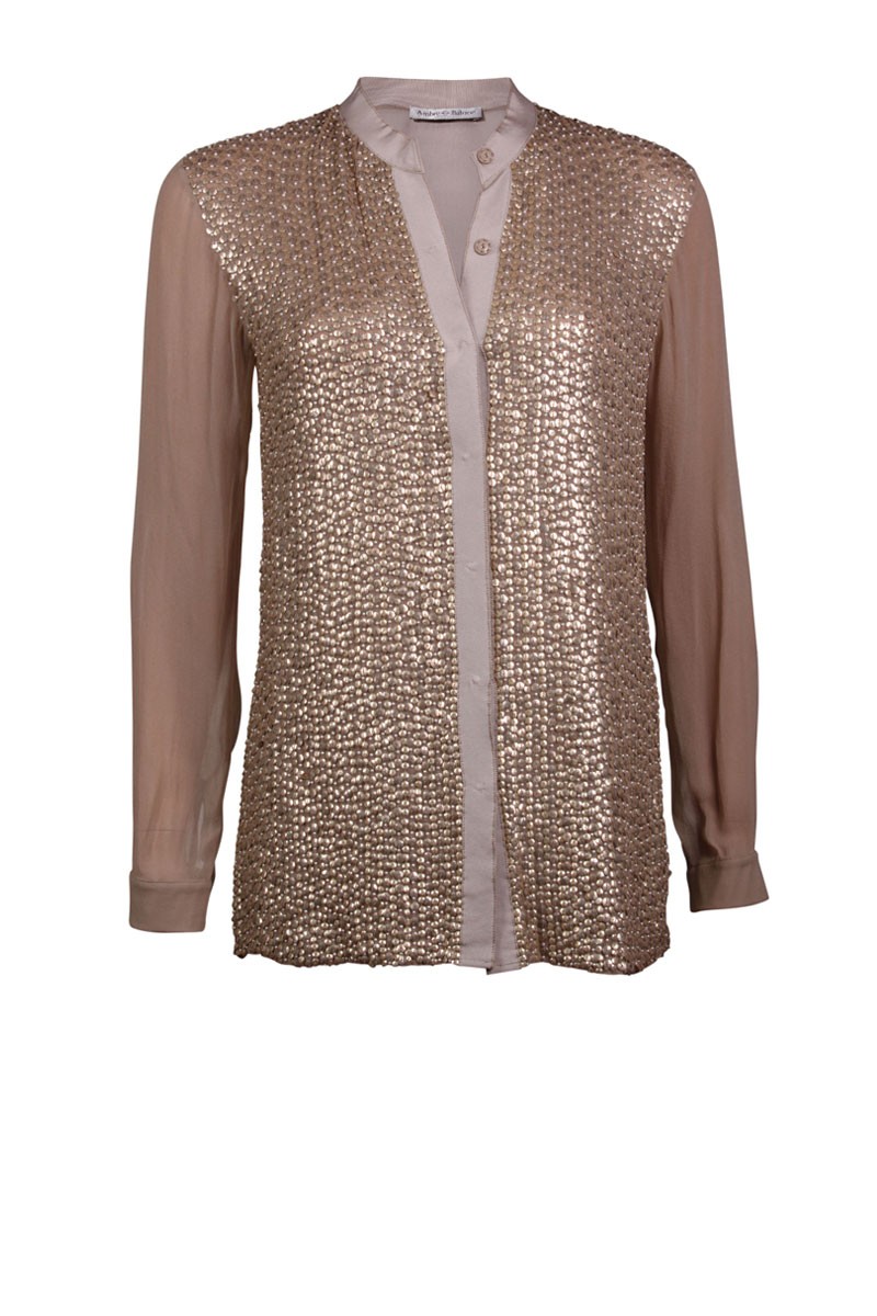 Ambre Babzoe Zijden blouse Paillettes Basela | nude