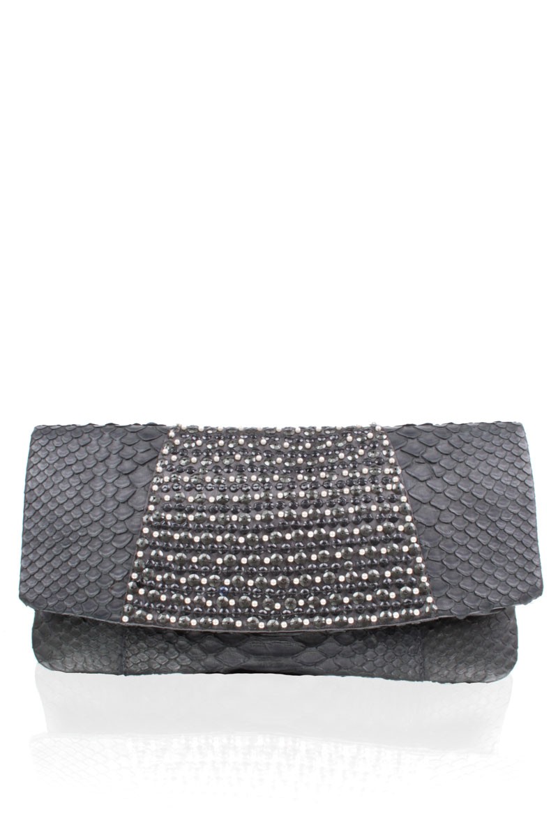 Ambre Babzoe Leren clutch Dalila | grijs