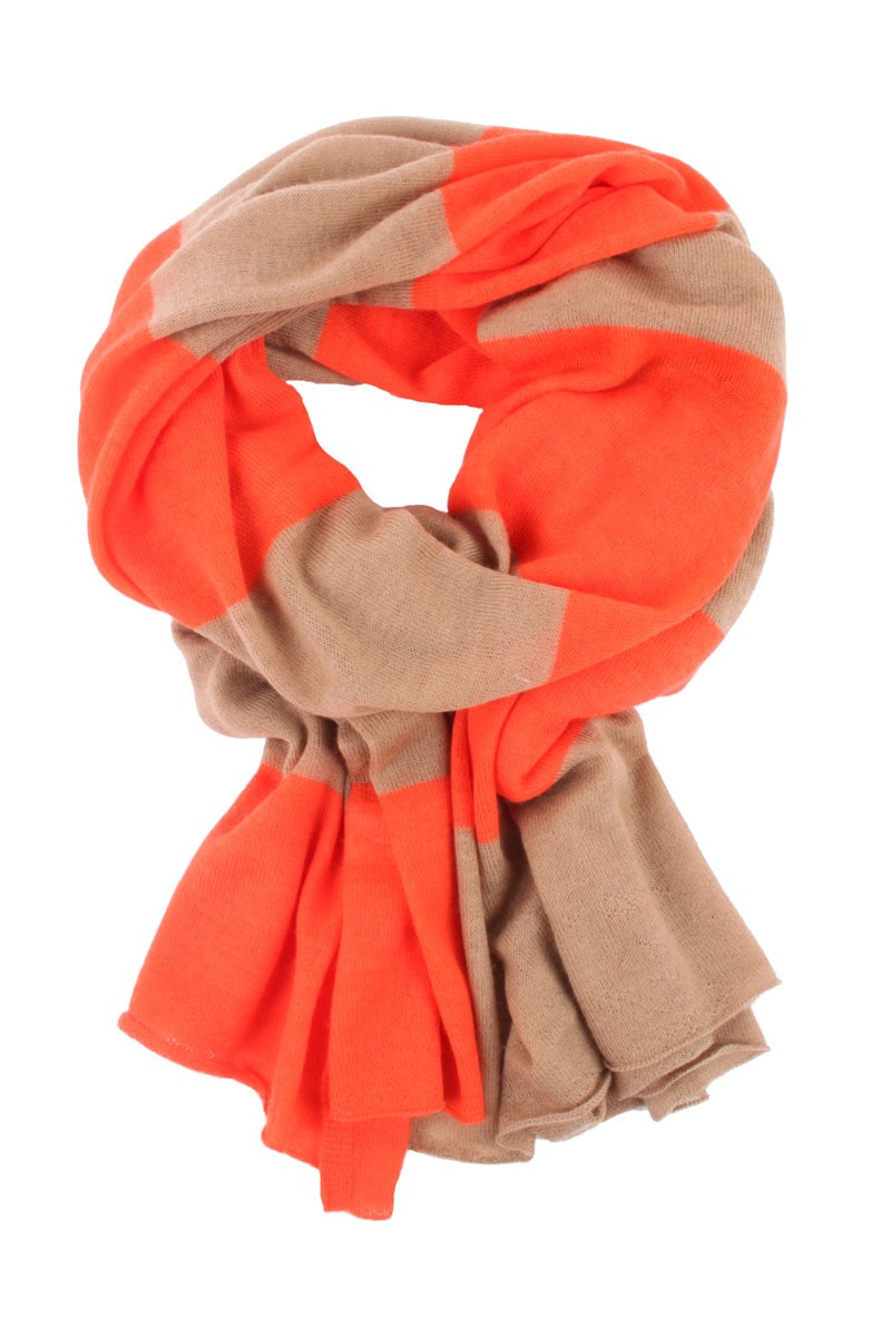 Kasjmier Sjaal Streep | camel/oranje