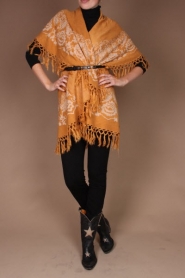  Wool poncho Sleeves | mustard
