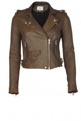 Leather biker jacket Ashville | army green