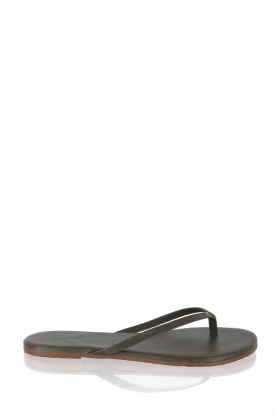 TKEES |  Leather Flip Flops Olive | olive green