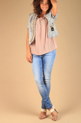 ELISABETTA FRANCHI |  Tweed Jacket Lizzie| blue/creme