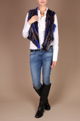 Antik Batik |  Fur gilet Blanca | blue