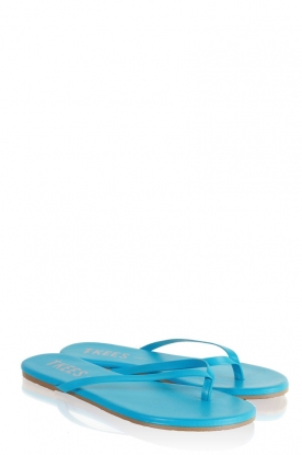 Leather Flip Flops Blue | neon blue