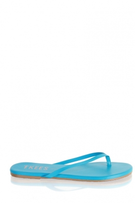 TKEES |  Leather Flip Flops Blue | neon blue