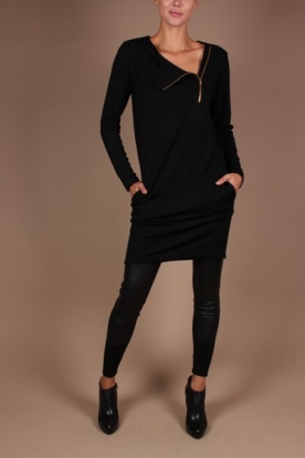 Dutchess | Wollen jurk Zip it | zwart