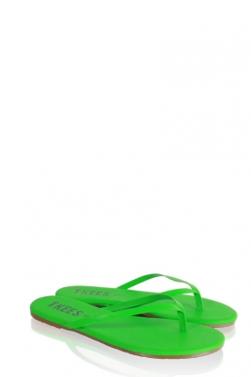 Leather Flip Flops Green | neon green
