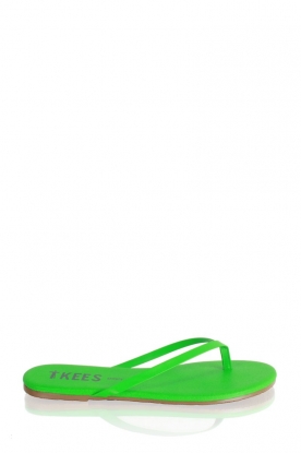 TKEES |  Leather Flip Flops Green | neon green