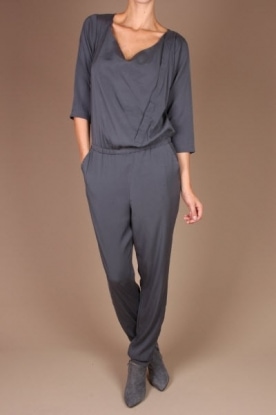 Dutchess | Zijden overall pantsuit | grijs