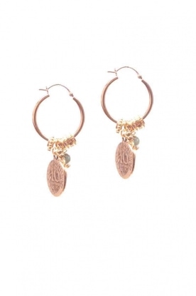 Lilly | Earrings with coin and beads | gold/grey