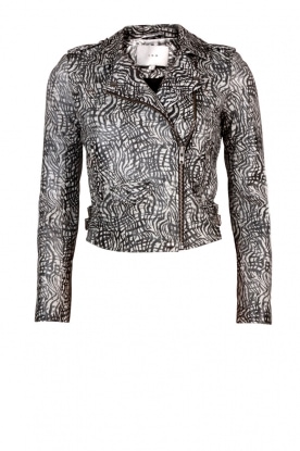 Leather biker jacket Jeff | black/white