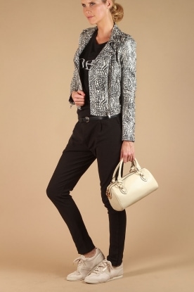 IRO |  Leather biker jacket Jeff | black/white