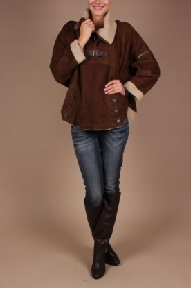 Hunkydory |  Leather Shearling Cape | brown