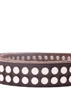Martinica | Leather belt with 2-rows studs | dark grey