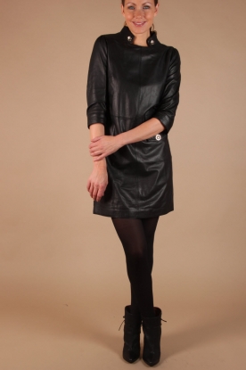 Ginger |  Leather dress Onassis | black