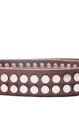Martinica | Leather belt with 2-rows studs | brown