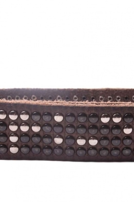 Martinica | Leather belt 4-rows studs | dark brown