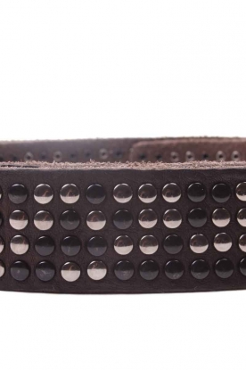 Martinica | Leather belt 4-rows studs | dark grey