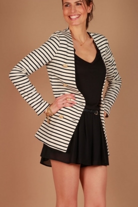 Fairly |  Double-breasted jacket Lieve| blue/ white