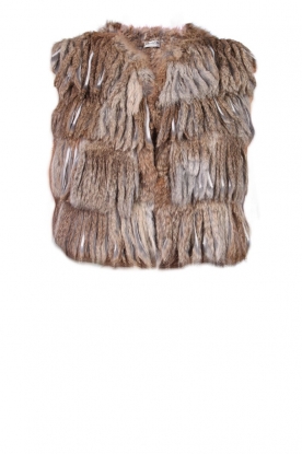 Fur gilet with fringes | brown