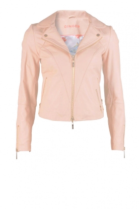 Leather biker jacket Cherry | nude