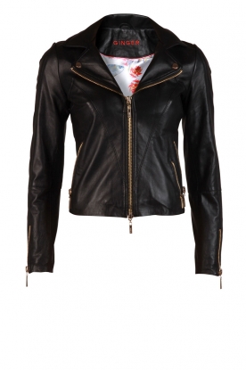 Leather biker jacket Cherry | black