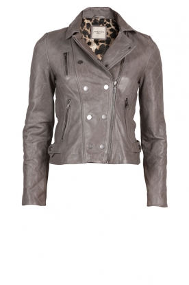 Leather biker jacket Bruni | grey