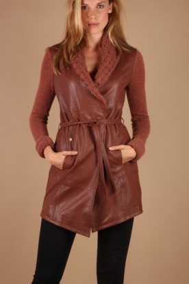 Manila Grace |  Leather coat Robin | brown