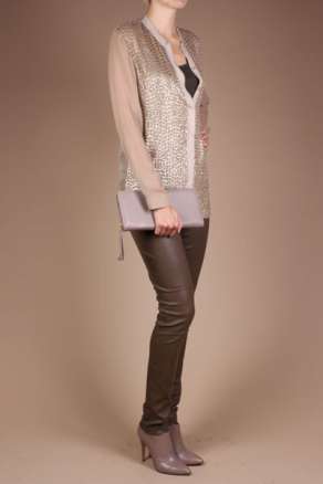 Ambre Babzoe |  Silk blouse Paillettes Basela | nude