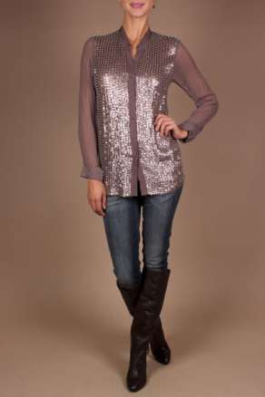 Ambre Babzoe |  Silk blouse Paillettes Basela | brown