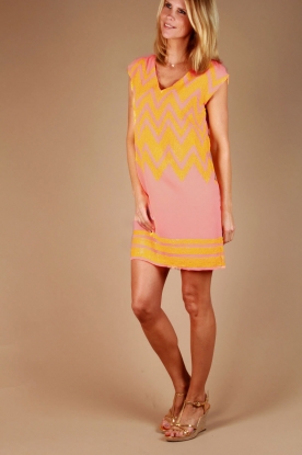 Antik Batik |  Dress Lana | neon peach