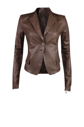Leather Blazer Shanice | mud brown