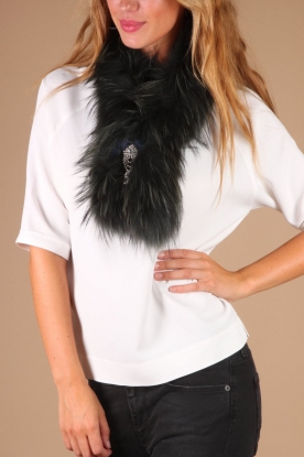 Ginger |  Fur scarf Kristel | dark green