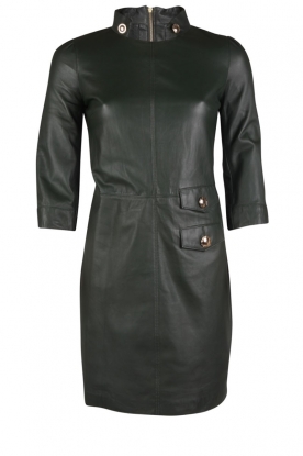 Leather dress Onassis | dark green