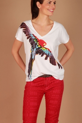 Leon & Harper | T-shirt Torino perroquet | wit