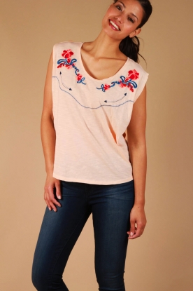 Leon & Harper |  Sleeveless tee Trixie cowboy | powder pink