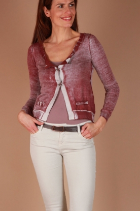 Manila Grace |  Cardigan Spacco | bordeaux