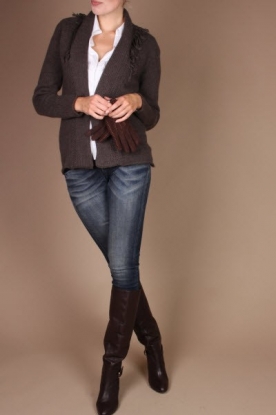 L'Autre Chose |  Leather gloves Cappuccino | d.brown
