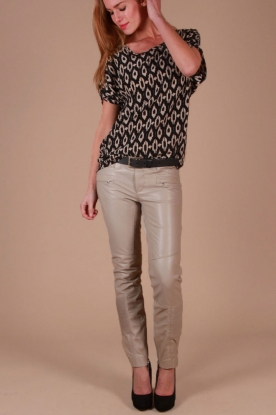 Set |  Leather pants Livia | stone