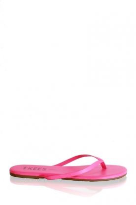TKEES |  Leather flip flops Zincs | neon pink