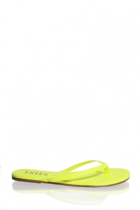TKEES |  Leather flip flops Zincs | neon yellow