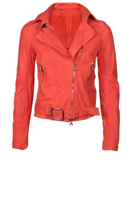 Leather biker jacket Lavinia | coral