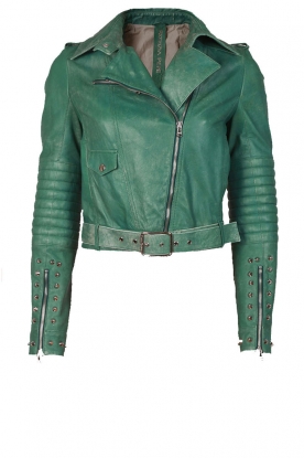 Leather biker jacket Davinia | green