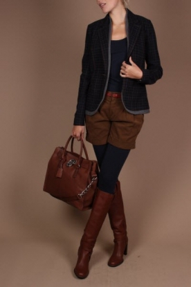 Set |  Wool blazer Esli | d.blue/brown