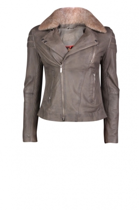 Leather biker jacket Prosecco | grey