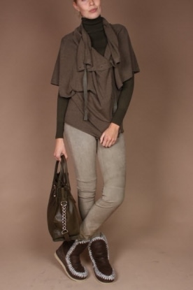 Aaiko | Leren legging Ava Lea | l.legergroen