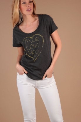Denham | T-shirt Love Heart | antraciet