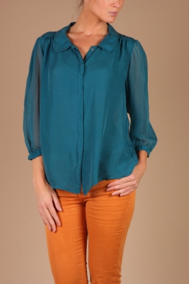 L'Autre Chose |  Silk Blouse Cindy | green blue
