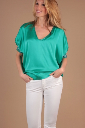 Hale Bob |  Silk top Ella | aqua blue